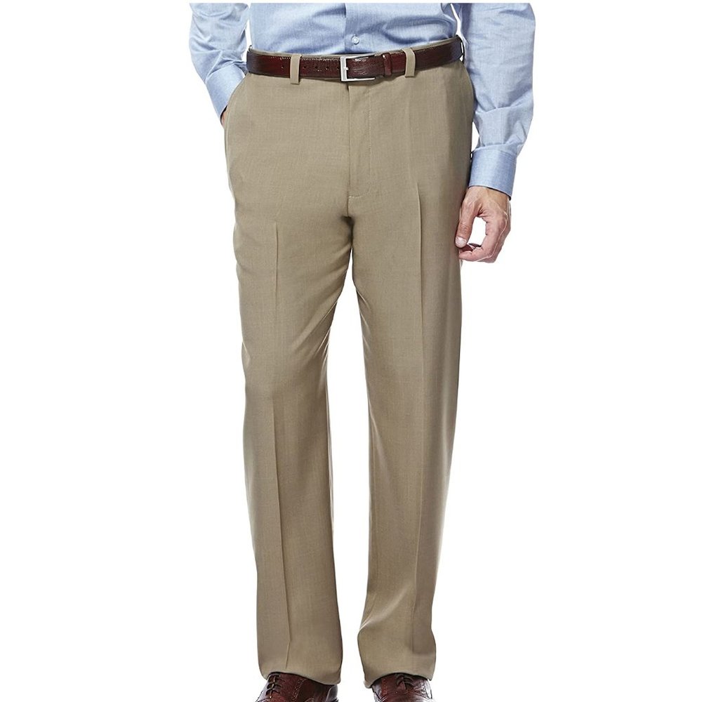 NWT Haggar Men's Premium No Iron Pants Flexfit Waist Khaki Size 36x34 $60 JK034